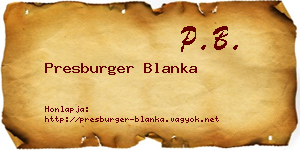 Presburger Blanka névjegykártya